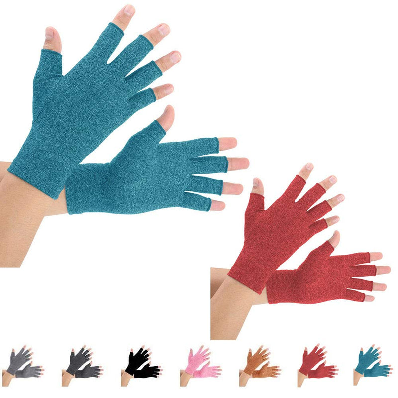 [Australia] - 2 Pairs Arthritis Gloves, Compression Gloves for men and women (Medium (2 Pair), Blue+red) Medium (2 Pair) 