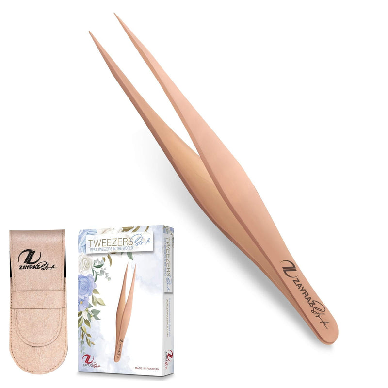 [Australia] - Professional Pointed Tweezers for Ingrown Hair - Precision Sharp Needle Nose Pointed Tweezers for Splinters Hairs, Ticks & Glass Removal - Best for Eyebrow Hair, Facial Hair Removal (Rose Gold) Rose Gold 