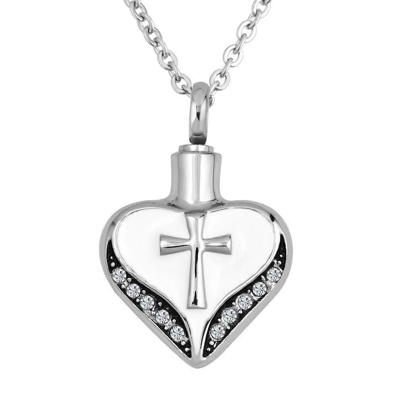 [Australia] - MZC Jewelry Cross Urn Necklace for Ashes Keepsake Urn Cremation Jewelry Memorial Ash Holder Pendant Heart 