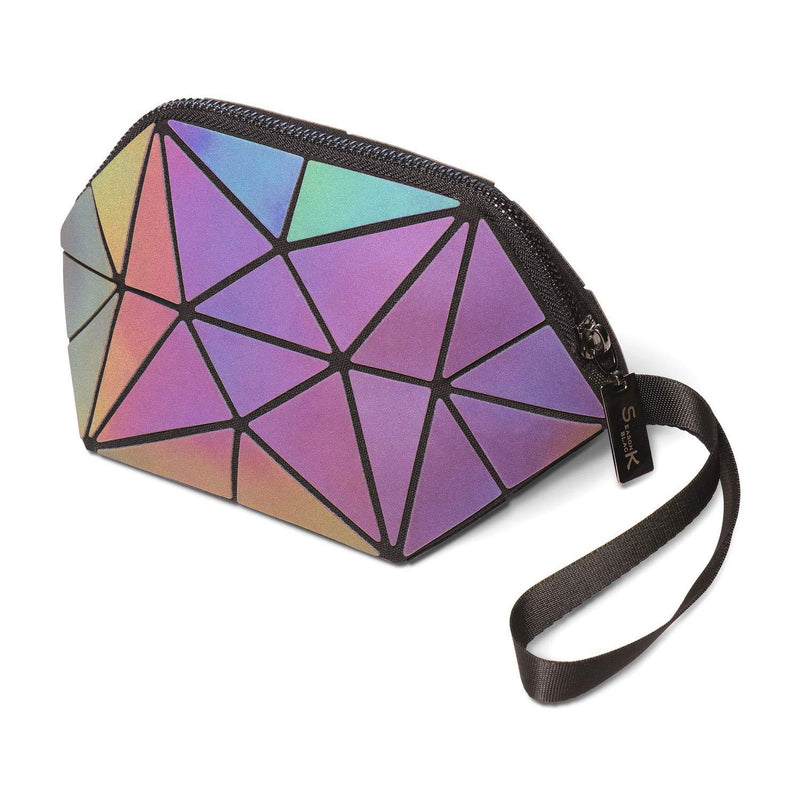 [Australia] - Gdpaddy Travel Makeup Bags for Women,Small Irregular Geometric Luminous Foldable Cosmetic Organizer Clutch Purse (purple) purple 
