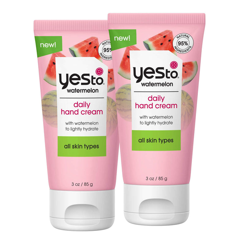 [Australia] - Yes To Watermelon I Daily Hand Cream 3 Oz 2 Pack I I Hydrate Refresh I Watermelon Extract I Vegan I 95 Natural Ingredients, All Skin Types 