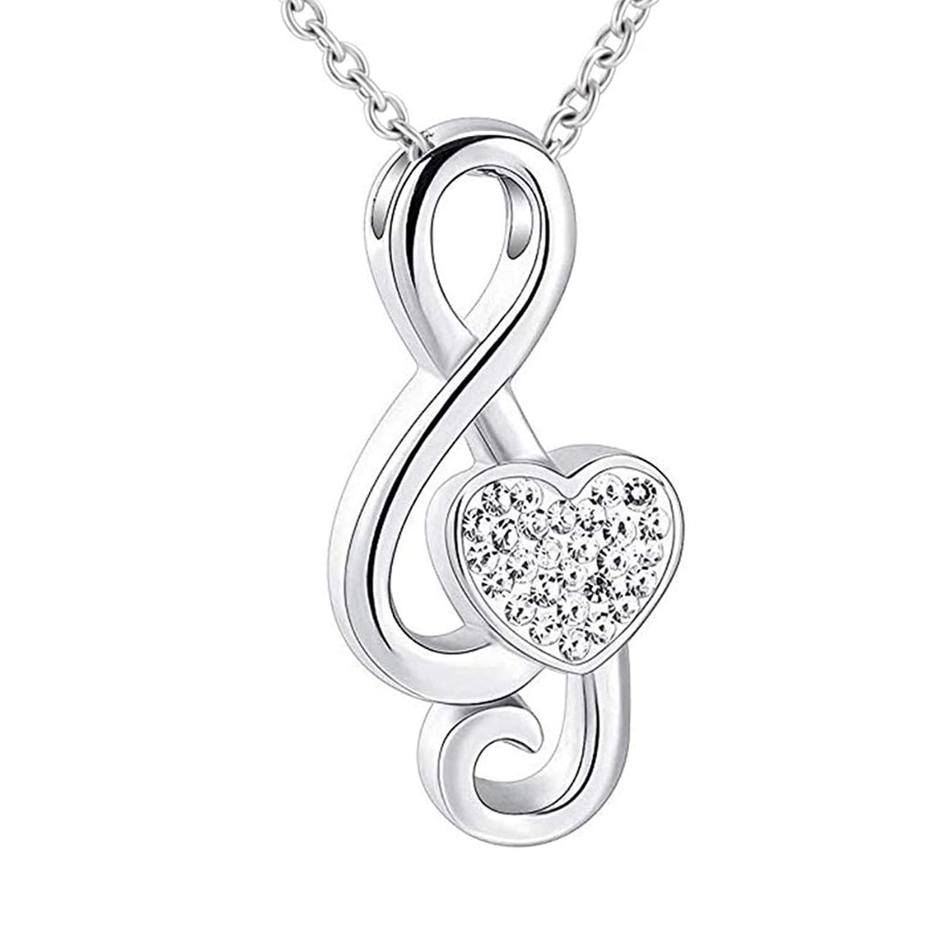 [Australia] - Cremation Jewelry for Ashes Music Note Stainless Steel Keepsake Pendant Holder Ashes for Pet Human Memorial Urn Necklace for Women Men Silver-1 