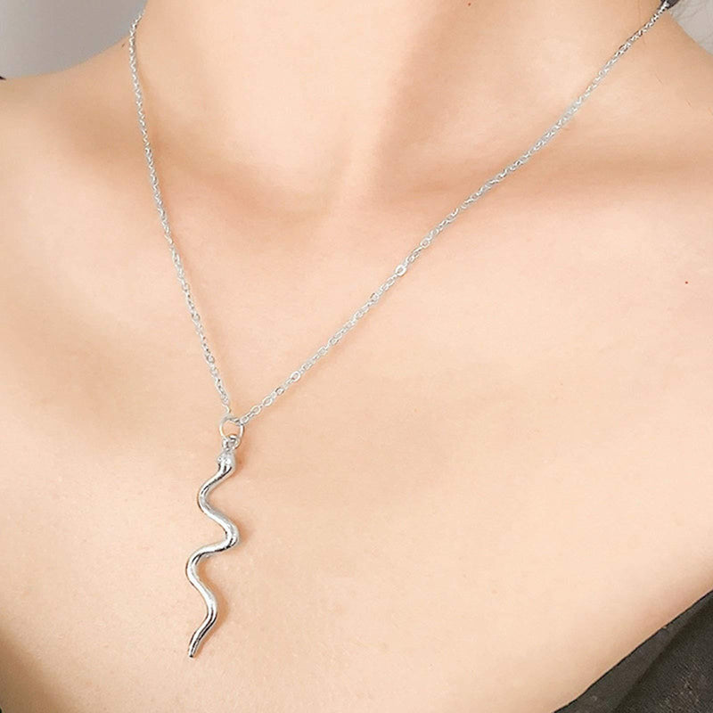 [Australia] - YienDoo Fashion Animal Necklace Alloy Snake Pendant Clavicle Chain Personalized Necklace Jewelry Accessories for Women and Girls (Silver) Silver 