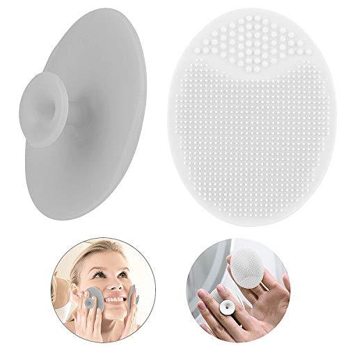 [Australia] - Silicone Face Scrubbers Exfoliator Brush-Facial Cleansing Brush Blackhead Scrubber Exfoliating Brush-Facial Cleansing Pads Precision Pore Cleansing Pad Acne Removing Face Brush-2 Pack, Grey and White Grey+White; 2 Pack 