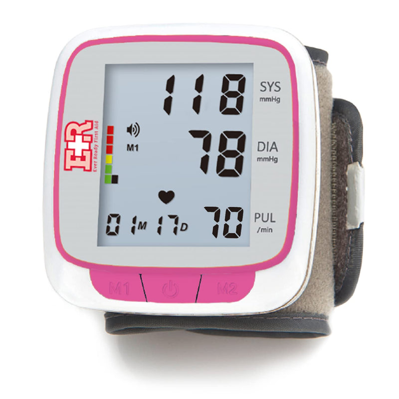 [Australia] - Ever Ready First Aid Fully Automatic Blood Pressure Wrist Cuff Watch Wearable Monitor - Pink- Batteries Included 