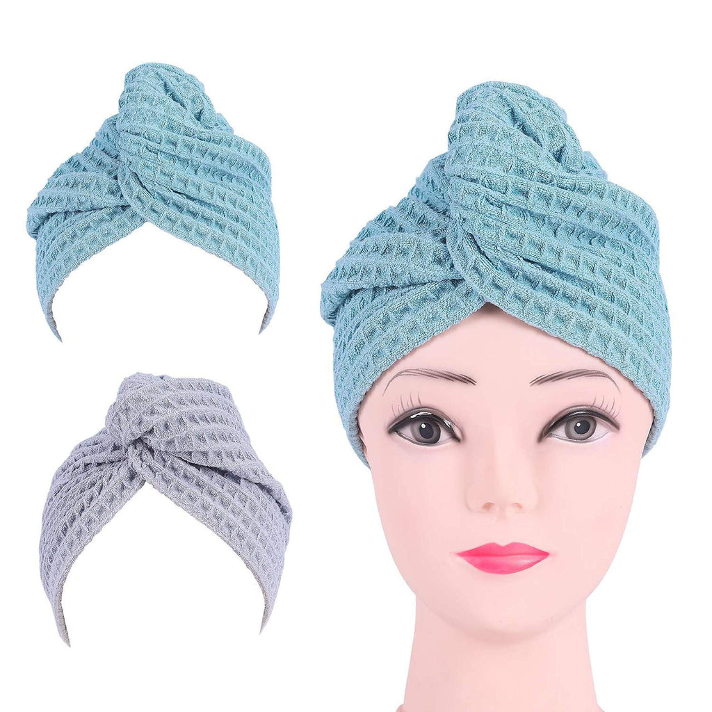 [Australia] - Weeare Hair Towel – Waffle Towel Wrap – Highly Absorbent Hair Turban – Comfortable and Soft Hair Drying Towel – Easy and Quick Dry Hair Wrap 