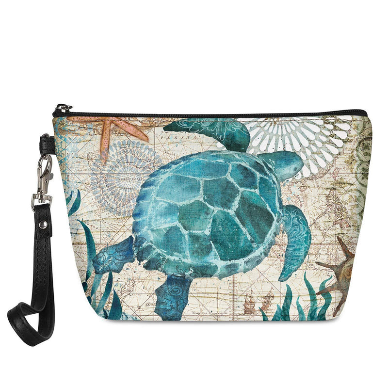 [Australia] - Vintage Sea Turtle Print Travel Makeup Bag Mini Cosmetic Bag Cosmetic Case Toiletry up Organizer Case Cute Sea Turtle 