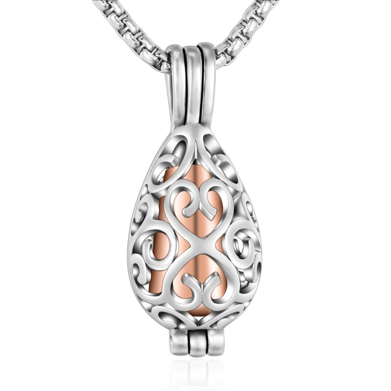 [Australia] - XIUDA Cremation Jewelry Urn Necklace for Ashes with Lotus Flower Urn Pendant Memorial Stainless Steel Ashes Keepsake Silver 
