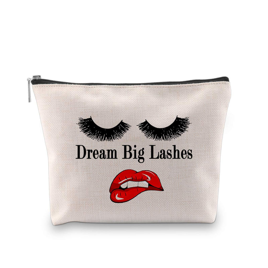 [Australia] - PXTIDY Dream Big Lashes Women Makeup Bag Canvas Cosmetic Bag Travel Pouch Cosmetic Makeup Organizer Bag with Zipper (Dream Big Lashes) 