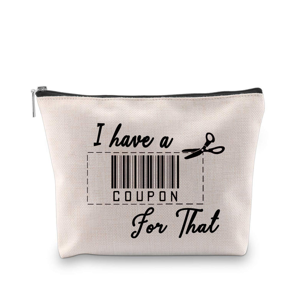 [Australia] - PXTIDY Funny Couponing Makeup Bag I Have A Coupon For That Cosmetic Bag Coupon Pouch Travel Zipper Cosmetic Organizer Gift for Coupon Lover beige 
