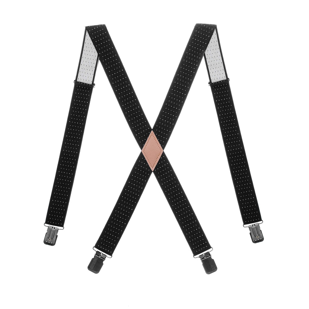 [Australia] - Men’s X-back Suspenders Adjustable Solid Straight Clip Heavy Duty Suspender Black Dot 