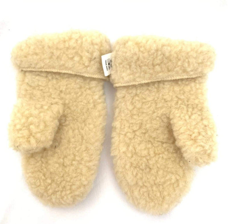 [Australia] - Extremely warm 100% natural merino sheep wool mittens for men and women. Good for arthritis, outdoors, gifts Off-white Small 