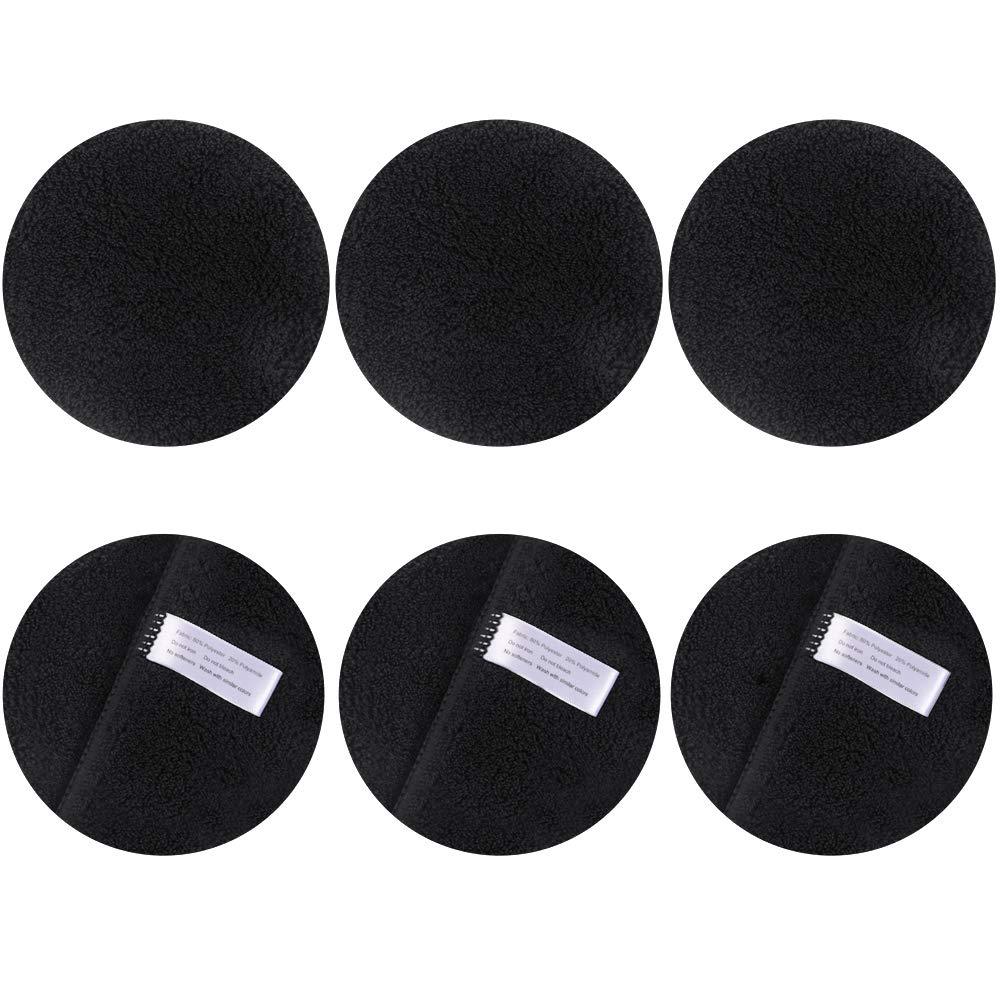 [Australia] - SUNLAND Reusable Makeup Remover Pads for Face,Eyes,Lips Microfiber Face Cleansing Gloves Washable Makeup Remover Cloth with Laundry Bag Rounds Pads (round 4inchx6pack, black) round 4inchx6pack 