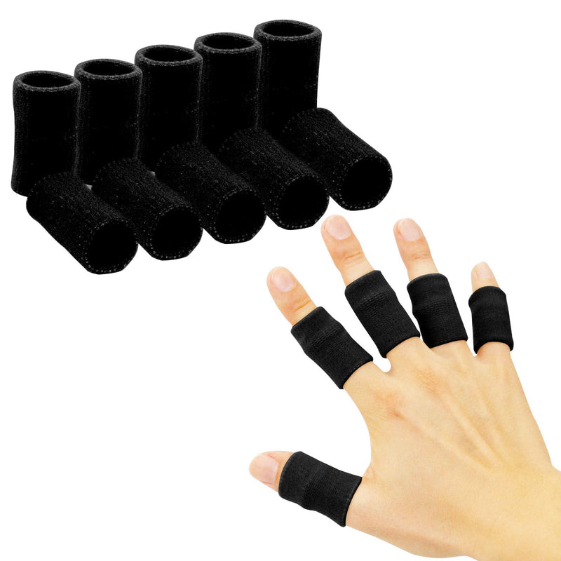 [Australia] - Finger Sleeves , Thumb Splint Brace For Finger Support, Breathable Elastic Finger tape, Compression pression Protector For Reliving Pain, Triggger Finger, Compression Aid For Sports, 10PCS (black) black 