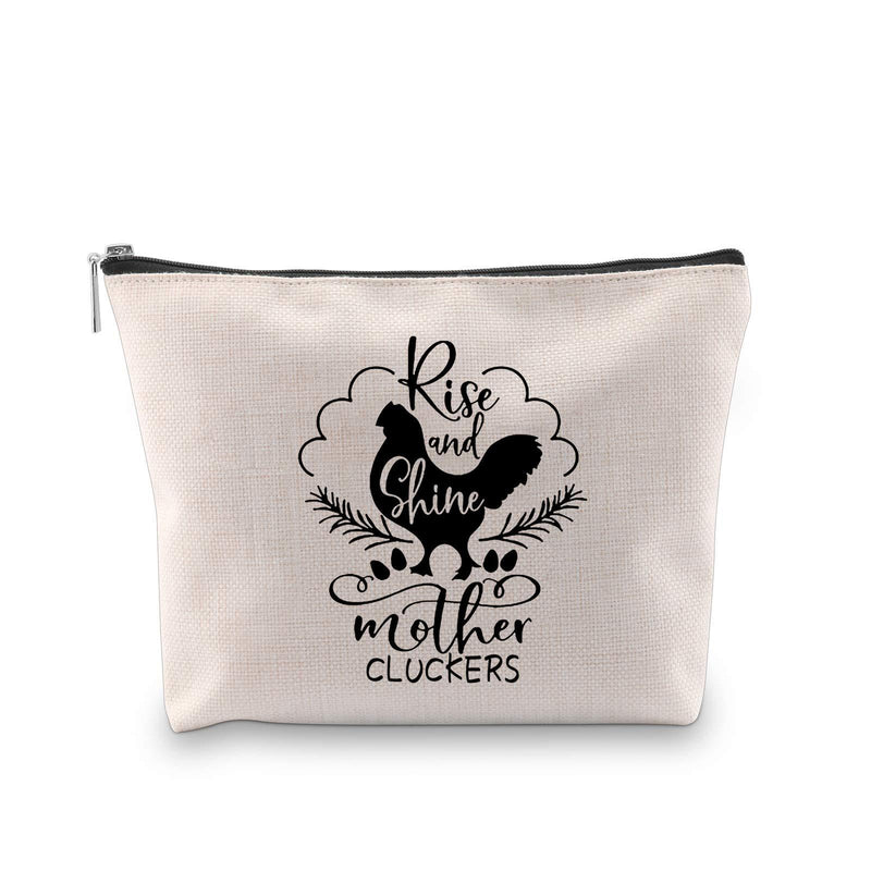 [Australia] - G2TUP Fun Gifts for Women Funny Makeup Bag Rise and Shine Mother Cluckers Chicken Mom Farm Girl Gift (Funny Chicken Mom Makeup Bag) Funny Chicken Mom Makeup Bag 