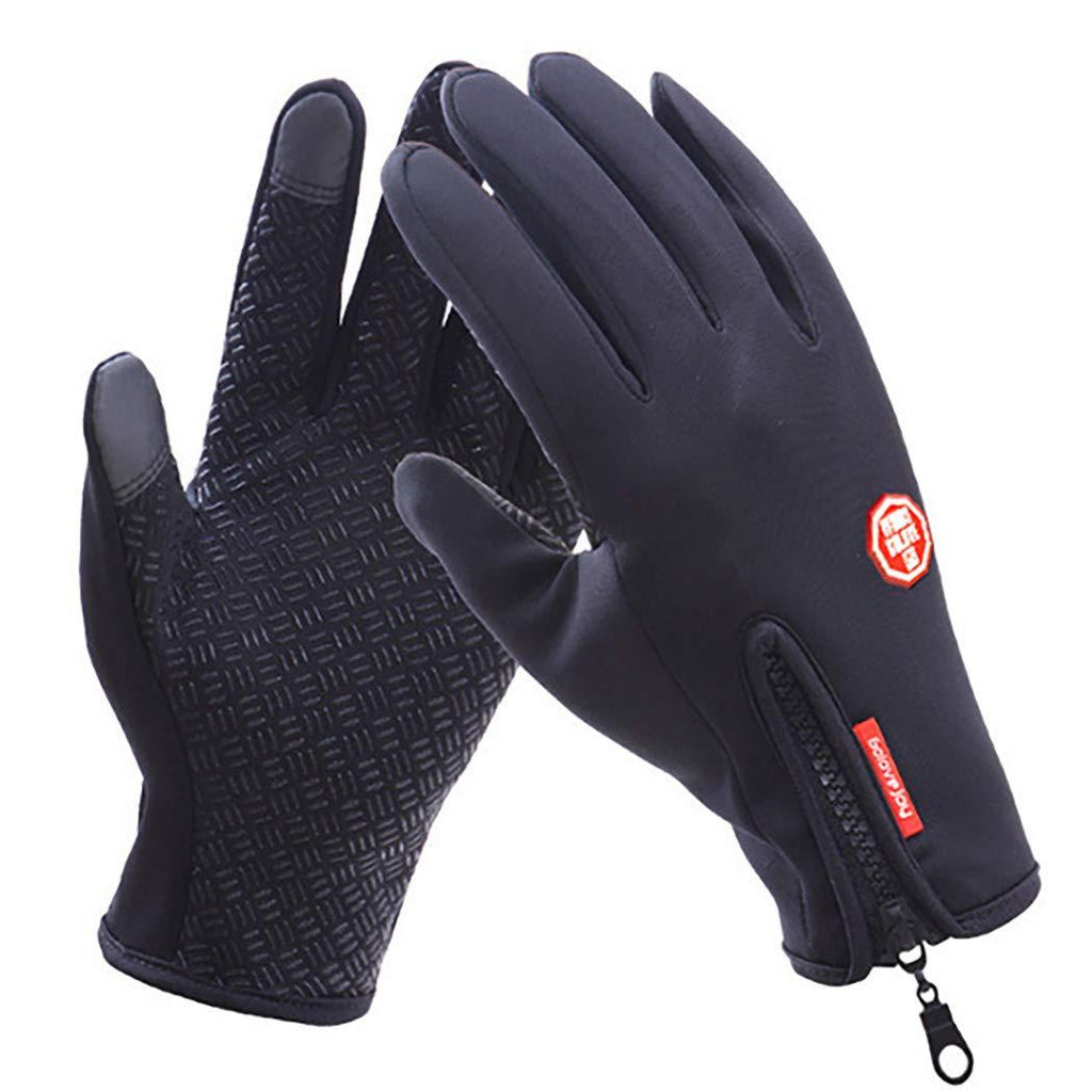 [Australia] - Campsis Winter Ski Gloves Black Waterproof Touchscreen Gloves Anti-Slip Driving Cycling Gloves Warm Winter Cold Weather Windproof Gloves for Men 