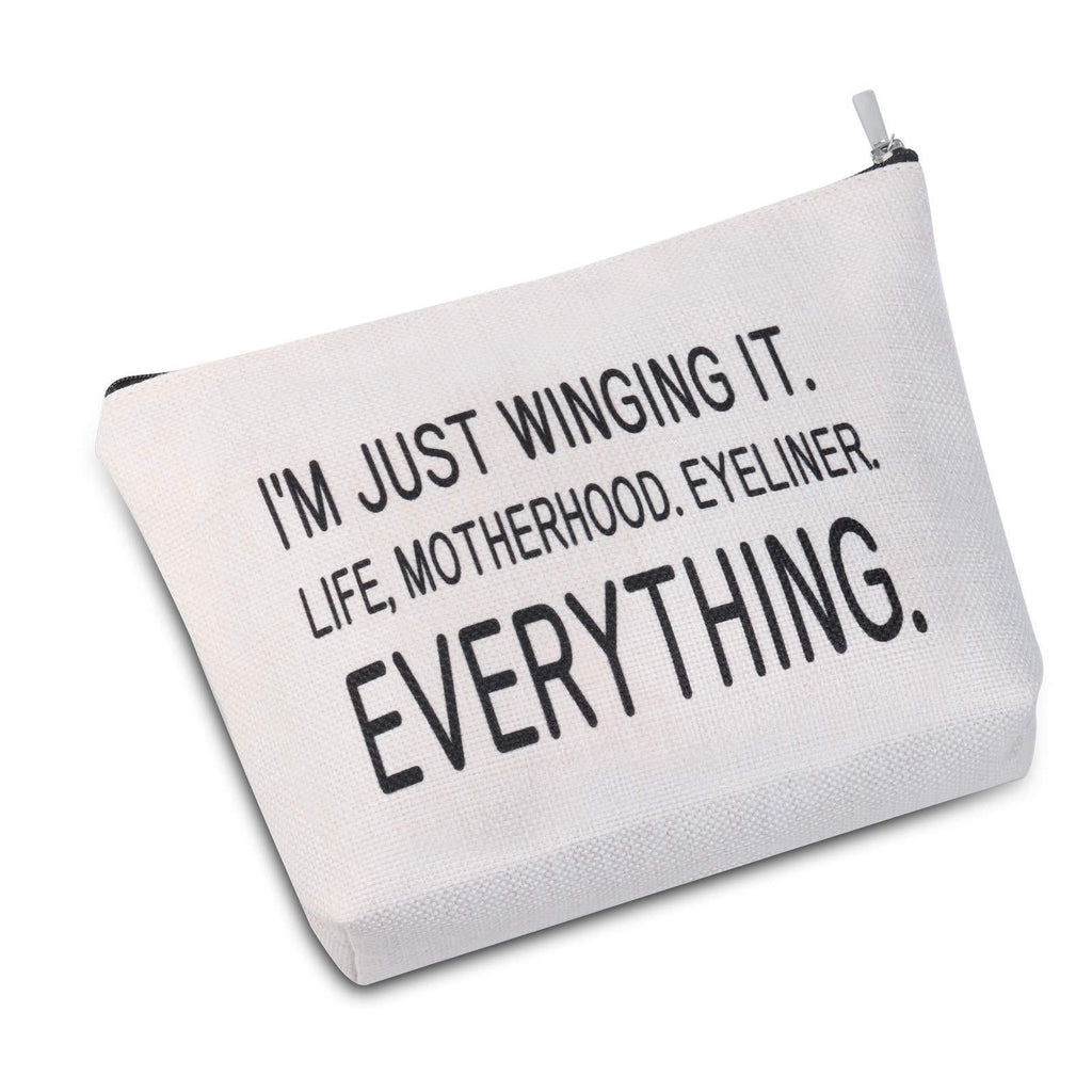 [Australia] - JXGZSO I'm Just Winging It Makeup Bag Momlife Gift For Makeup Lover (Just Winging It) 