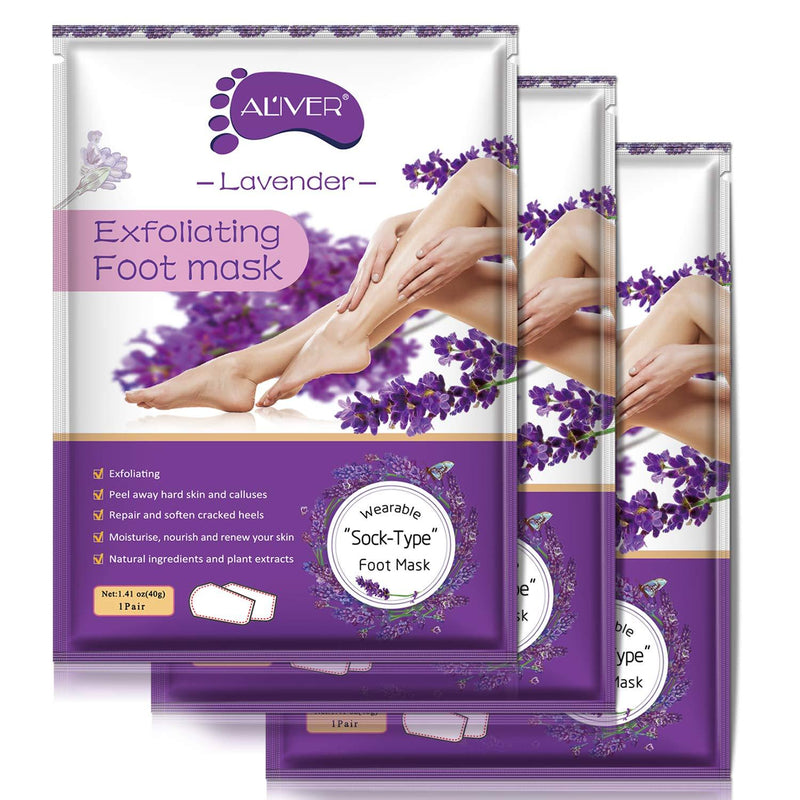 [Australia] - Foot Peel Mask - 3 Pack, Exfoliating Feet Mask Spa For Baby Soft Skin, Natural Treatment Repair Dead Skin, Calluses, Cracked (Lavender) Lavender-1 