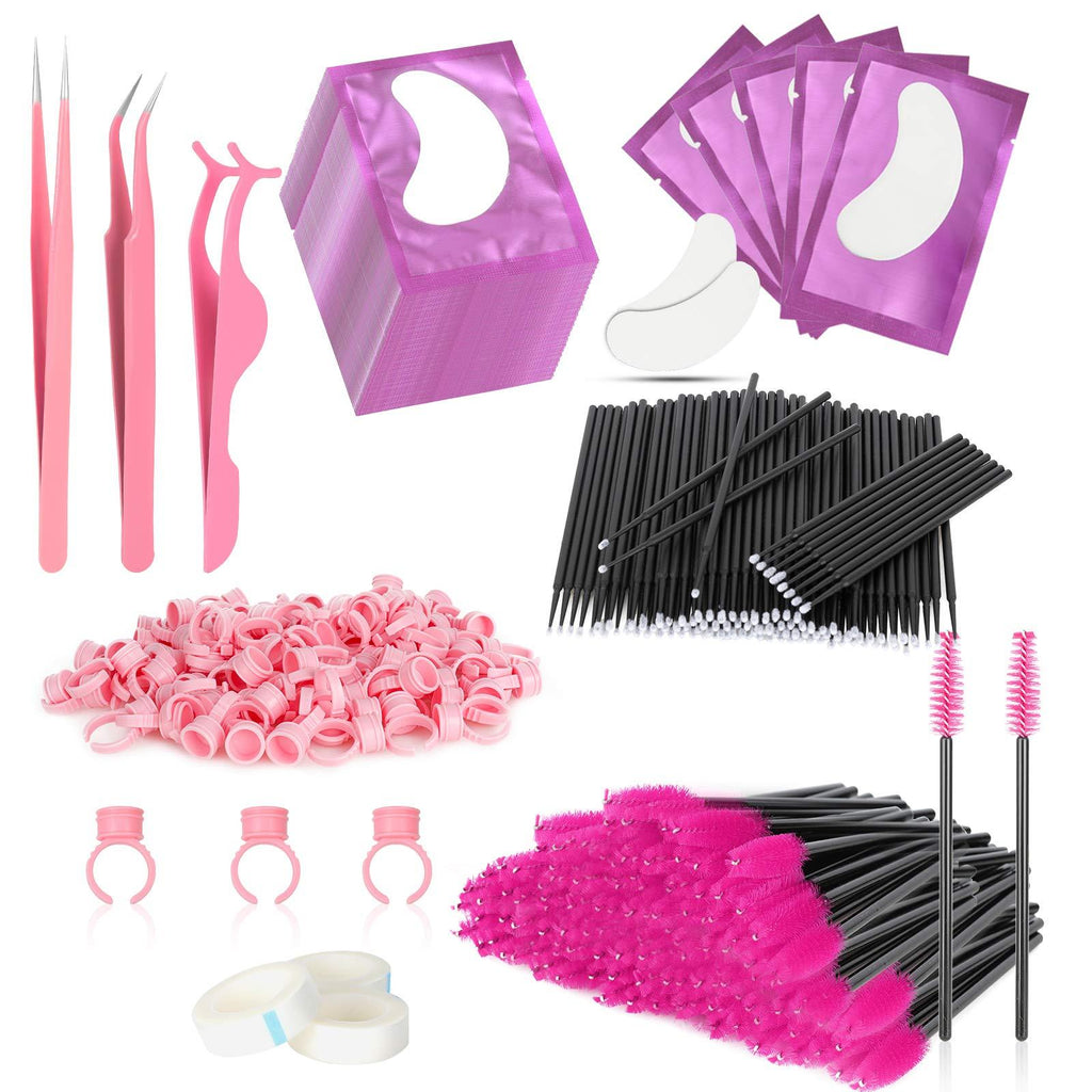 [Australia] - Eyelash Extension Supplies Kit Includes Lash Extension Tweezers Set, Disposable Eyelash Mascara Brush Wands, Under Eye Gel Pads, Micro Applicators Brushes, Glue Rings Holders, Eyelash Tapes - Lash Extension Supplies Color ③ 