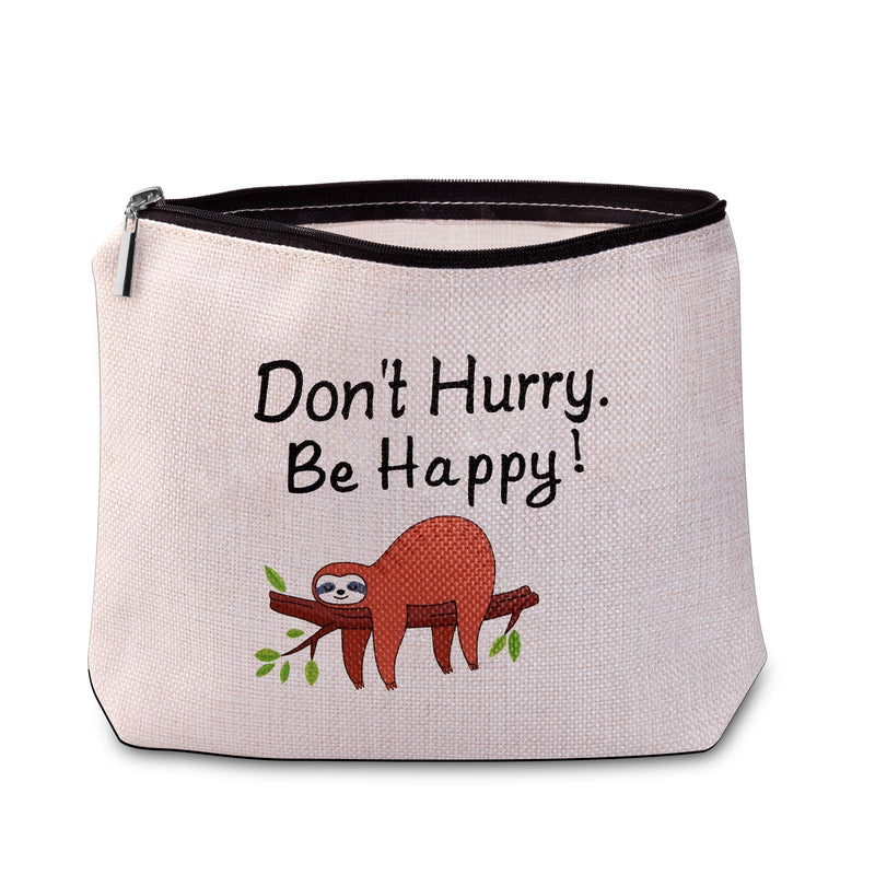 [Australia] - LEVLO Sloth Makeup Bag Cosmetic Case Sloth Life Sloth Lover Gift Don't Hurry Be Happy Bag Gift For Her (Sloth Makeup Bag) Sloth Makeup Bag 