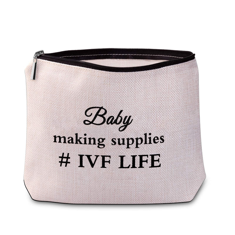 [Australia] - LEVLO Funny IVF Mom Gift IVF Infertility Makeup Bag Baby Making Supplies IVF Lucky Transfer Cosmetic Bag for Women (Baby Making Supplies) 