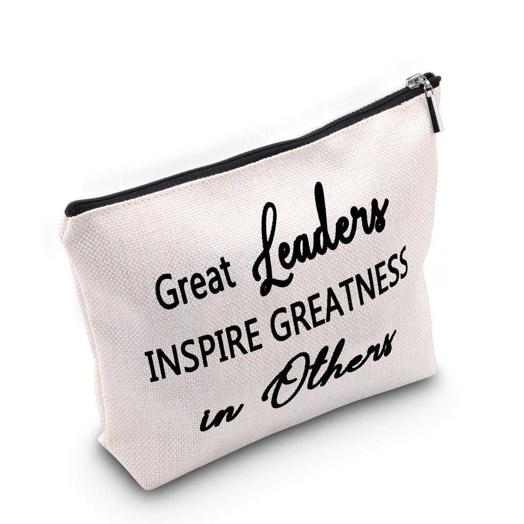 [Australia] - TSOTMO Boss Gift Boss Appreciation Gifts Colleague Leaving Retirement Great Leaders Inspire Greatness in Others Makeup Bag Women Cosmetic Bags Travel Pouches Toiletry Bag Cases (Great Leaders) 
