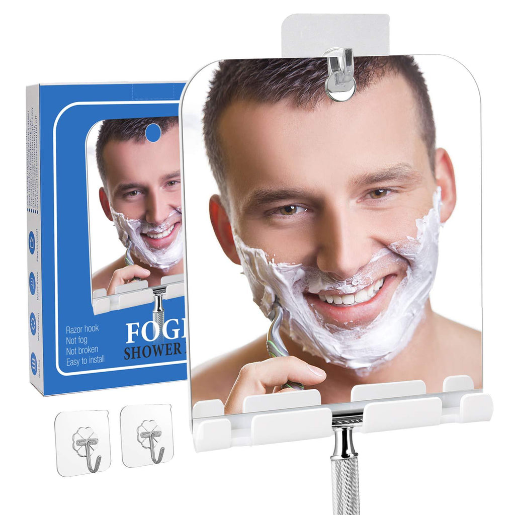 [Australia] - Fogless Shower Mirror for Shaving with Razor Hook,Anti-Fog Bathroom Shaving Mirror for Shower,Acrylic Shatterproof Small no Fog Mirror,Lightweight Portable Fog Free Mirror for Wall Hanging(Square) White rectangle 