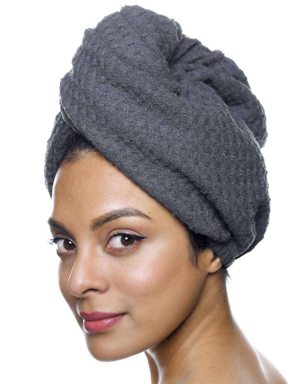 [Australia] - YANIBEST Microfiber Hair Towel Wrap for Women - Quick Drying Hair Tower Turban Hands Free for Curly Long Thick Hair(Grey) One Size A-grey 