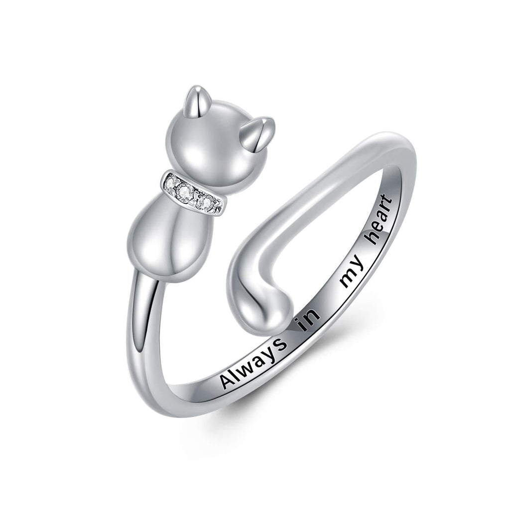 [Australia] - Cat Kitten Cremation Ring Jewelry for Pet Ashes 925 Sterling Silver Urn Ring Cat Fur Keepsake Memorial Locket Holder for Women 6 