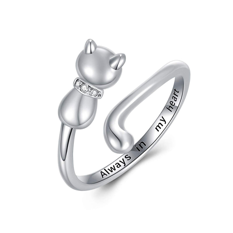 [Australia] - Cat Kitten Cremation Ring Jewelry for Pet Ashes 925 Sterling Silver Urn Ring Cat Fur Keepsake Memorial Locket Holder for Women 6 