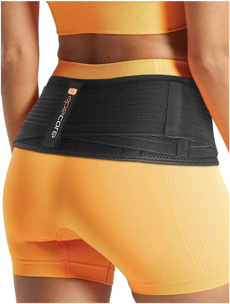[Australia] - SI Belt - Sacroiliac Belt for Women and Men - SI Joint Belt for Sciatica, Joint, Pelvis, Lower Back Pain Relief - Lumbar and Hip Support Brace - Trochanter Belt with Extra Compression Hip Pain Relief Black Regular (Fits Hip Size 30 Inch - 45 Inch) 