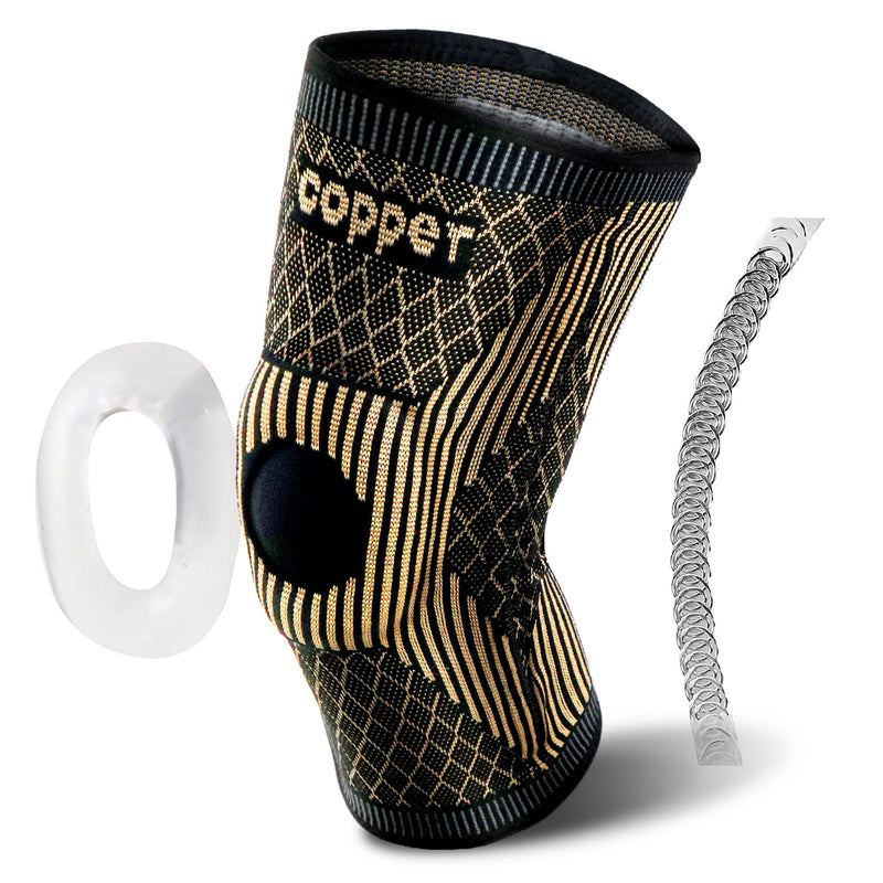 [Australia] - Copper knee braces for knee pain for men and women with Side Stabilizers - copper compression Knee Sleeve for knee pain ,arthritis pain and support-running knee brace-[Single] Copper-TAN Medium (Pack of 1) 
