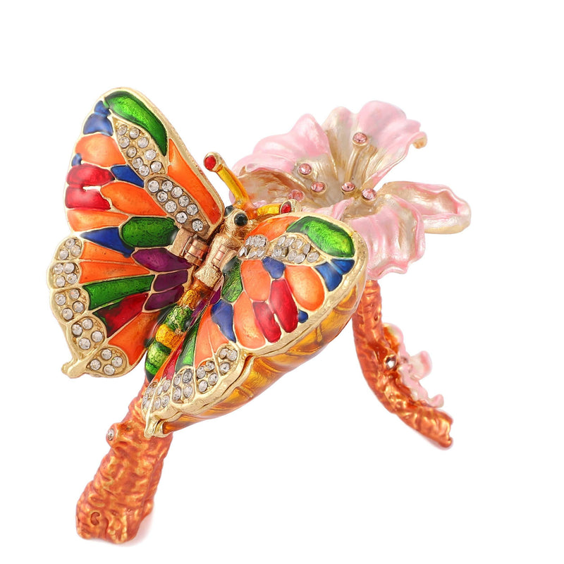 [Australia] - QIFU Hand Painted Enameled Colorful Butterfly Jewelry Trinket Box with Hinged Unique Gift for Home Decor 