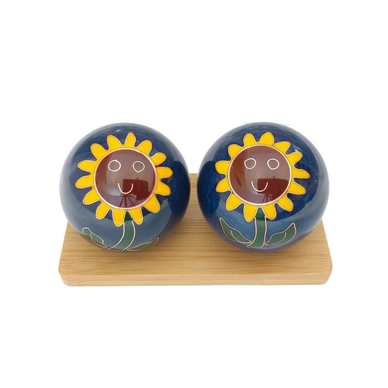 [Australia] - Top Chi Sunflower Baoding Balls with Bamboo Stand. Chiming Chinese Health Balls for Hand Therapy, Exercise, and Stress Relief (Large 2 Inch) Large 2 Inch 