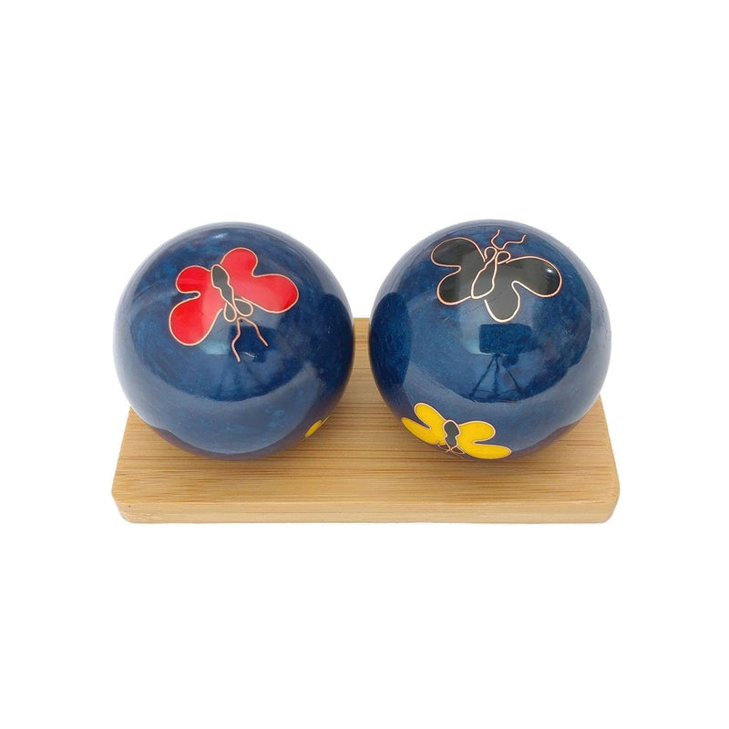 [Australia] - Top Chi Butterfly Baoding Balls with Bamboo Stand. Chiming Chinese Health Balls for Hand Therapy, Exercise, and Stress Relief (Large 2 Inch) Large 2 Inch 