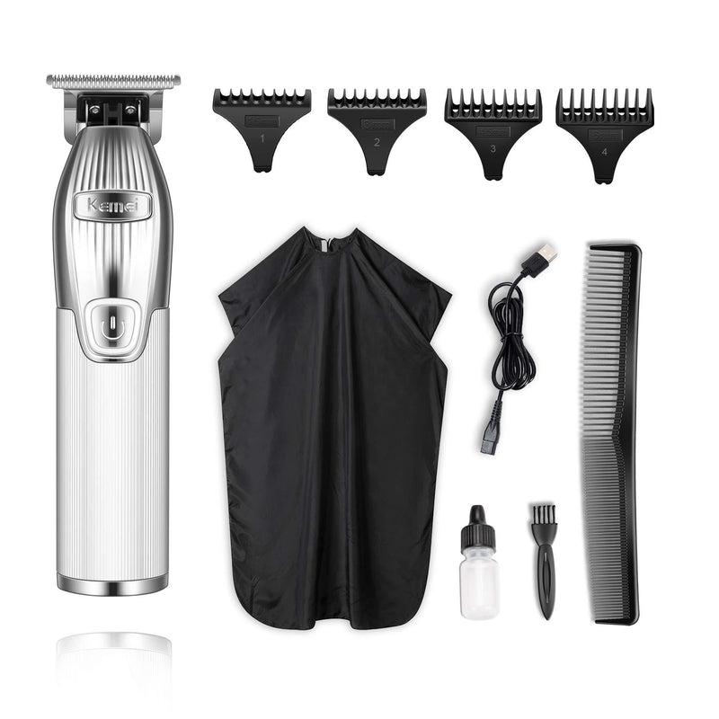 [Australia] - Kemei 0mm Baldheaded Hair Clippers for Men Professional Outliner Cordless Hair Trimmer Beard Trimmer with T Blade Zero Gapped Rechargeable Grooming Kit 