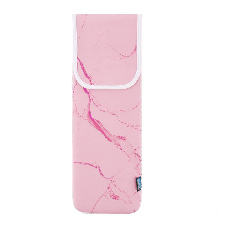 [Australia] - Heat Resistant Neoprene Curling Iron Holder Cover Bag Flat Iron Curling Wand Travel Case Pouch 15 x 5 Inches , Pink Marble Pattern 