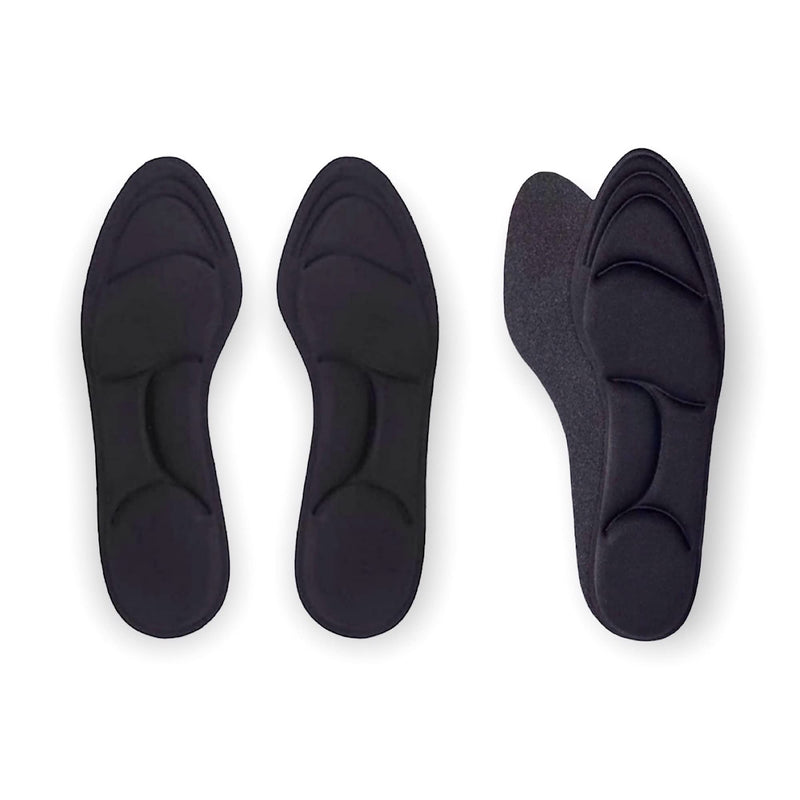 [Australia] - CB 2 Pairs 5D Sponge Insoles Shoe Inserts Liners Cushion Breathable Absorption Arch Pain Barefoot Support Heel Pain Relief Fit Women 5-8.5, Men 4-7, Black Style A-2 Pairs Black 