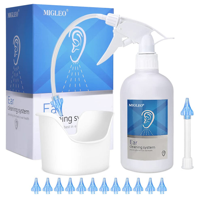 [Australia] - Ear Wax Removal Kit, Ear Cleaning Kit, with Ear Washer Bottle, Ear Wash Basin and 12 Pcs Reusable Tips- Safe and Easy Ear Wash System with 2 Options of Soft Pipe and Straight Pipe 