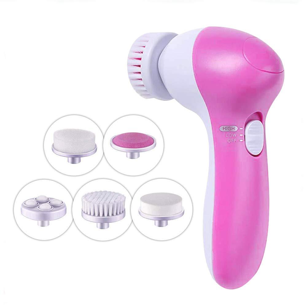 [Australia] - Facial Cleansing Brush [2021 Latest ] with 5 Brush Heads, for Deep Cleansing, Exfoliating, Removing Blackhead and Massaging Battery Operated 