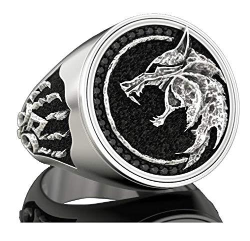 [Australia] - EZUY GNAY Mens Wolf Ring Jewelry Stainless Steel Ring Viking Ring Wizard Warrior Hunter Wolf Head Rings Gift for Men 7 