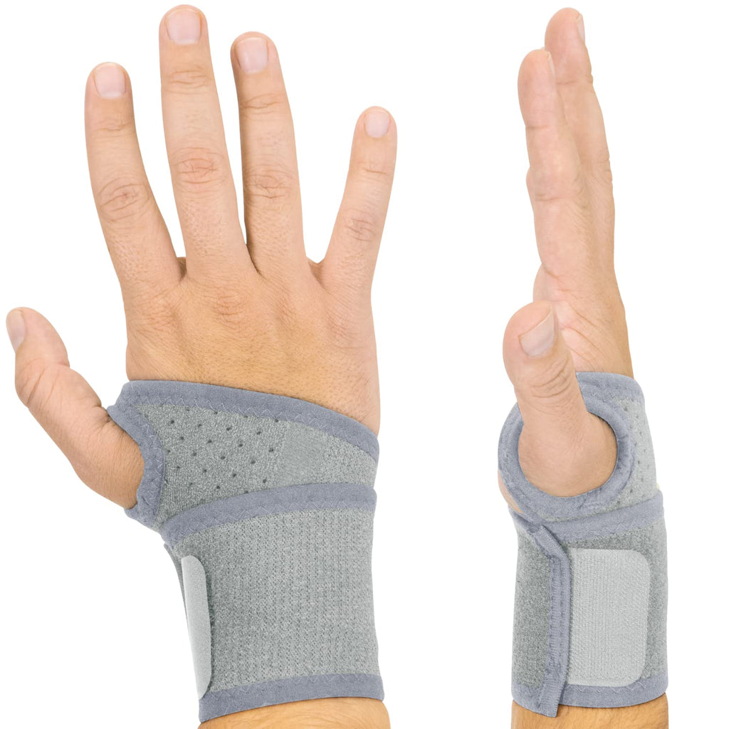 [Australia] - Vive Wrist Wraps Brace - Tendonitis Support for Carpal Tunnel Arthritis - Sprained Pain Protection Sleeve - Weightlifiting and Calisthenics Compression Stabilizer - Fitness for Women, Men - Adjustable Gray 