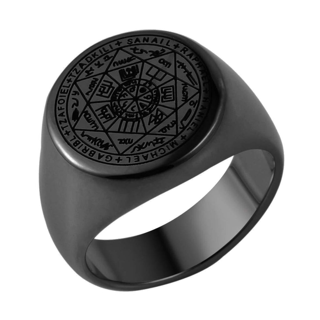 [Australia] - HZMAN Seals of The Seven Archangels Rings Choker Statement Silver Gold Stainless Steel Bnads Black 6 