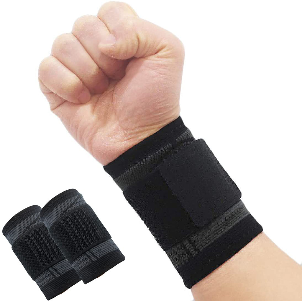 [Australia] - 2 Pack Wrist Brace Carpal Tunnel, Wristbands Compression Wrist Strap, Wrist Wraps Support Sleeves for Work Fitness Weightlifting Sprains Tendonitis Pain Relief Breathable (Black, M) Black Medium (Pack of 2) 