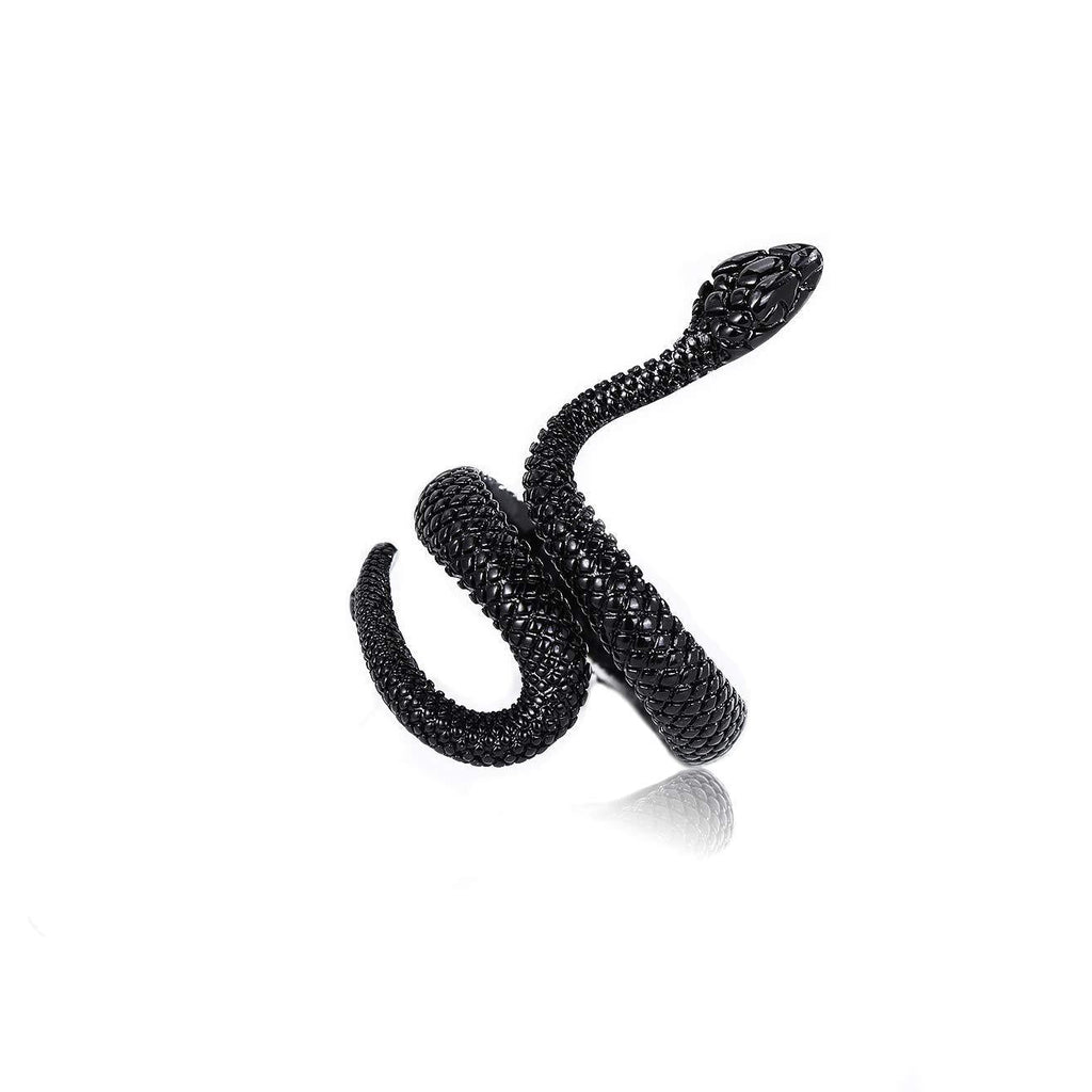 [Australia] - sovesi Snake Rings for Women Silver Snake Punk Vintage Ring for Men Adjustable Gold Ring 1PC Black 