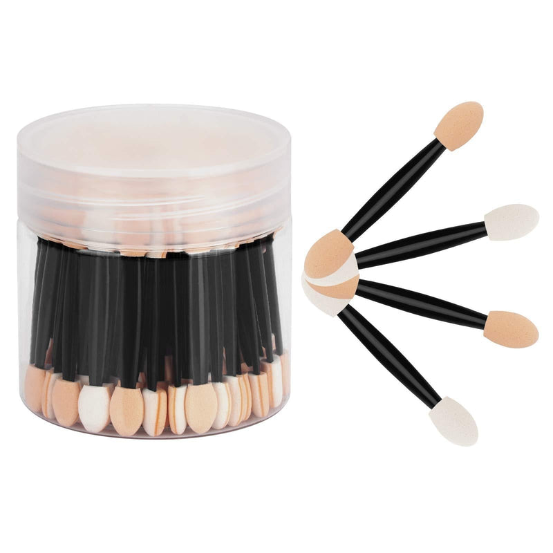 [Australia] - ChefBee 80pcs Eyeshadow Applicators with Container, Disposable Dual Sides Eyeshadow Brushes, Eyeshadow Sponge Applicator Makeup Applicators(Black) Black 