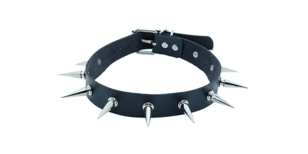 [Australia] - wah chun Unisex Simulated Cool Punk Gothic Collar PU Leather Rivets Choker Spikes Studded Vintage Necklace Black 49cm Large Size 10 Spiked (49cm) 