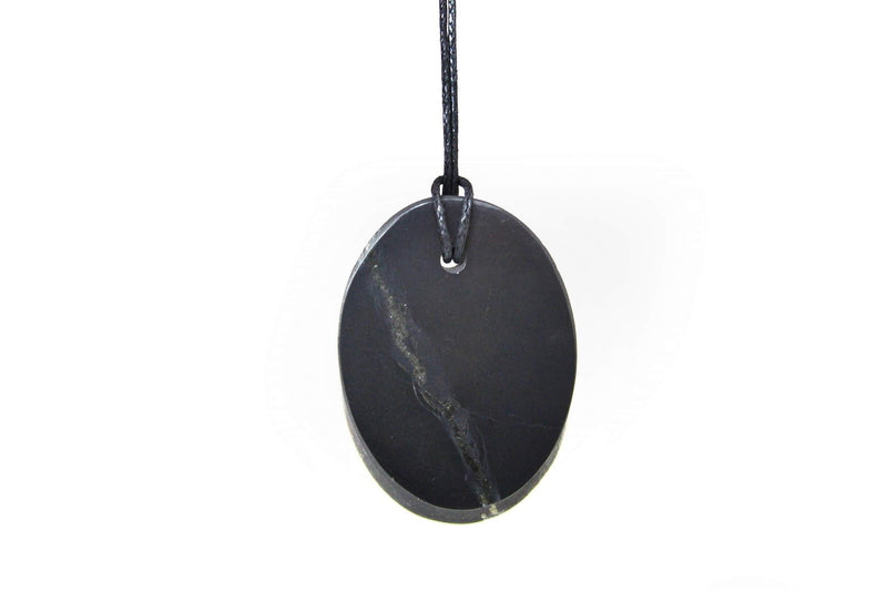 [Australia] - Karelian Shungite Pendant Big Oval - Guaranteed Authentic Russian Natural Shungite Stone from Karelia - Protection from Electromagnetic Field, Balance Chakra and Energy, 100% Original Shungite 