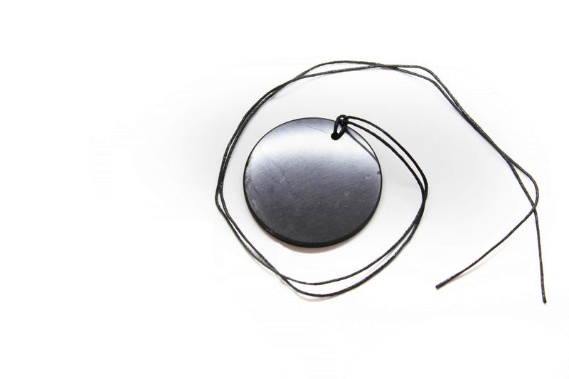 [Australia] - Shungite Pendant Big Circle 50mm - Guaranteed Authentic Russian Natural Shungite Stone From Karelia - Protection from Electromagnetic Field, Chakra Adjustment,100% Original Shungite 