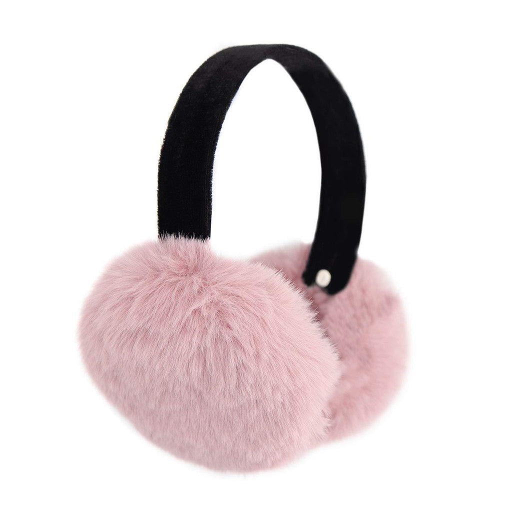 [Australia] - surell Faux Rex Earmuff with Black Velvet Comfort Band - Fake Fur Winter Accessory - Warm Fashion Ear Muff - Stylish Ear Warmers - Soft Fuzzy Headwarmer - Fluffy Headwear - (Pink) 